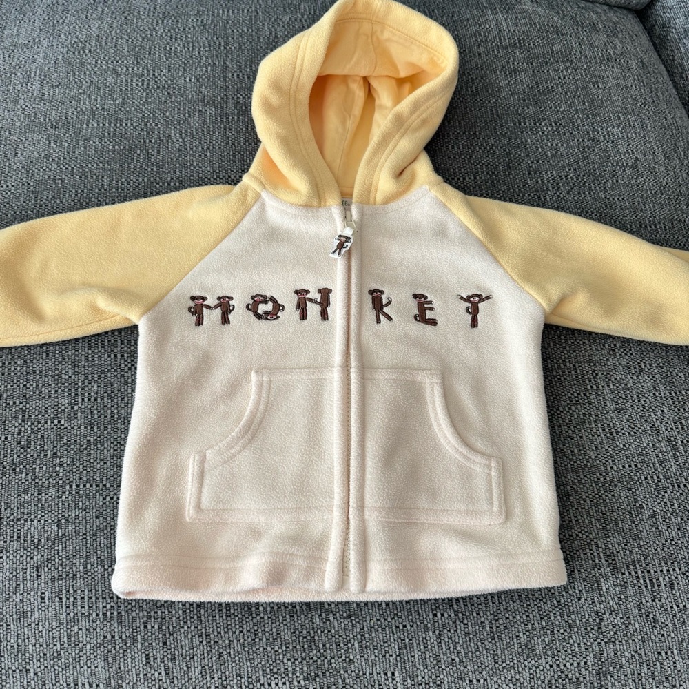 2004 Gymboree Monkey Kids Yellow and Cream Jacket